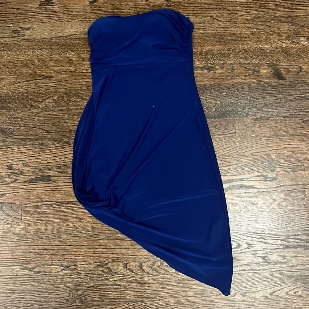 Strapless Blue High Low Dress